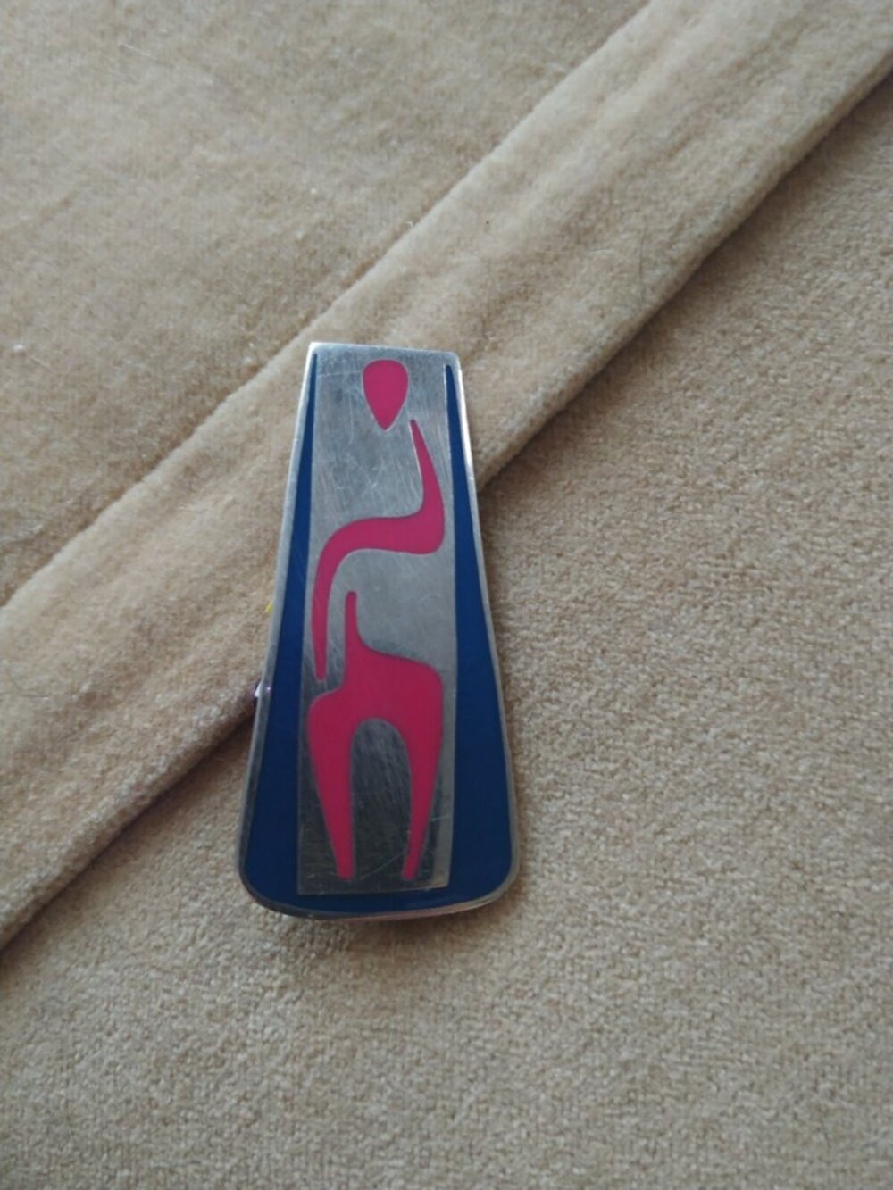 Vintage Modern Mod Sterling silver enamel brooch Pin Modernist figure Brutalist
